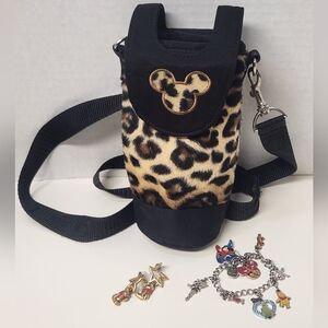 Bundle Of 3 Disney Water Bottle Holder, Pooh Earrings, & Charm Bracelet Souvenir